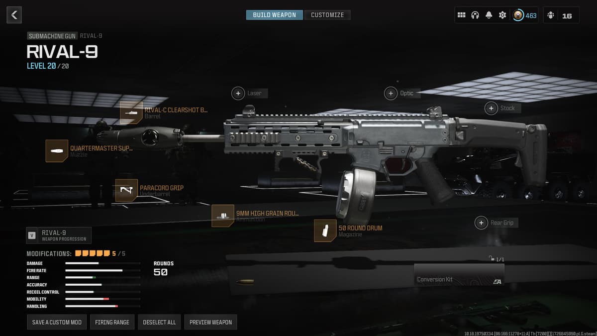 Screenshot of the best RIval-9 loadout in Warzone.