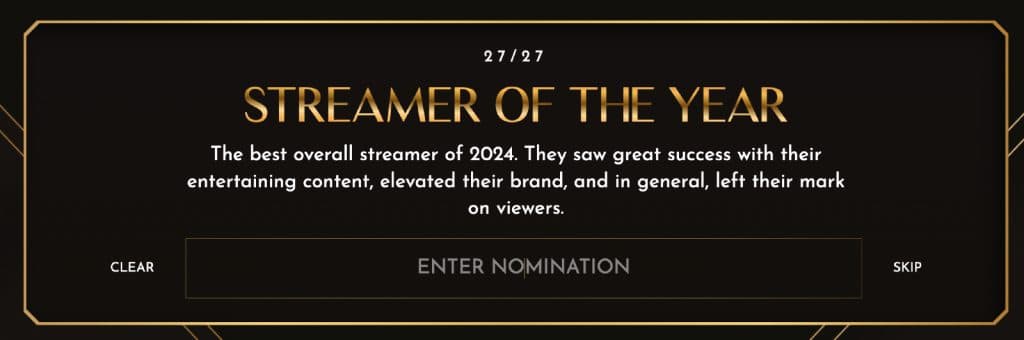 streamer awards nominations