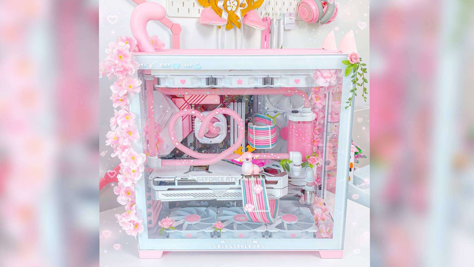 A cute PC build by celestefleurs, as posted on their X/Twitter account.