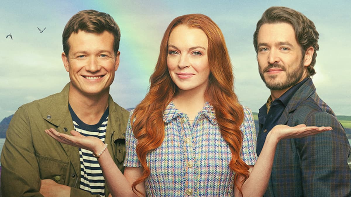 Cast members Ed Speelers, Lindsay Lohan, and Alexander Vlahos for Irish Wish.