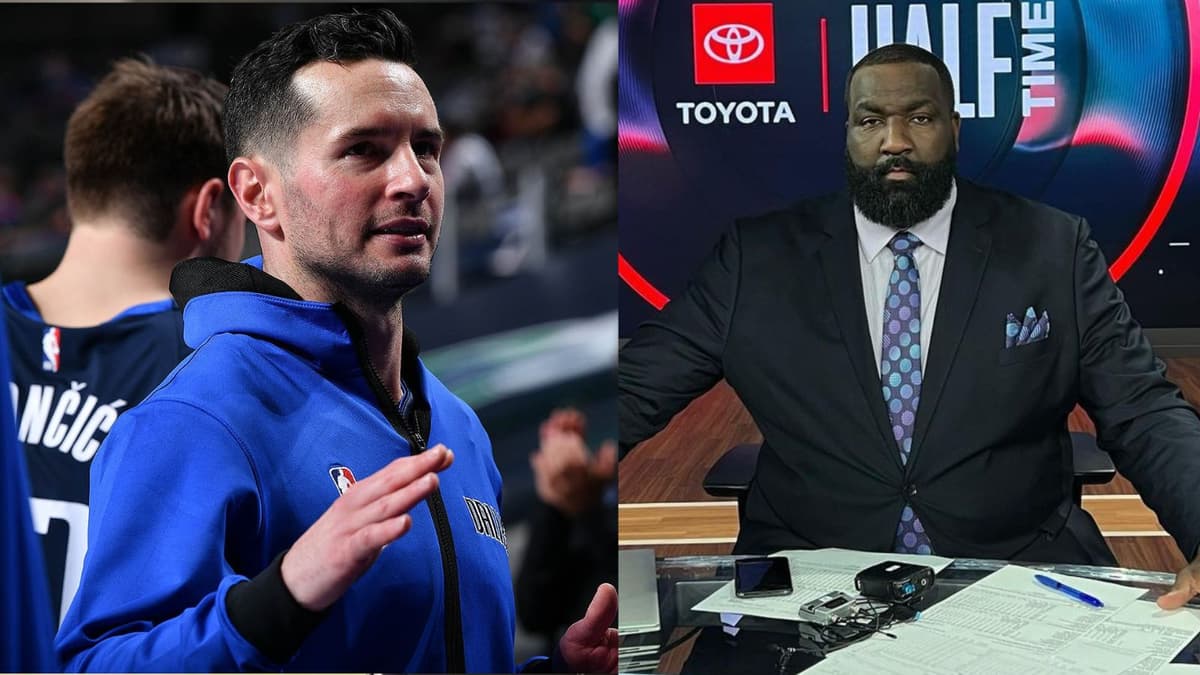 JJ Redick (left) on the court and Kendrick Perkins (right) in ESPN's "NBA Today" studio.