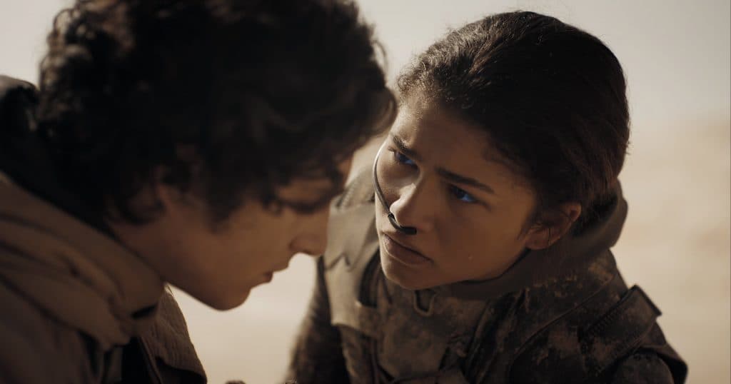 Zendaya and Timothee Chalamet in Dune Part Two