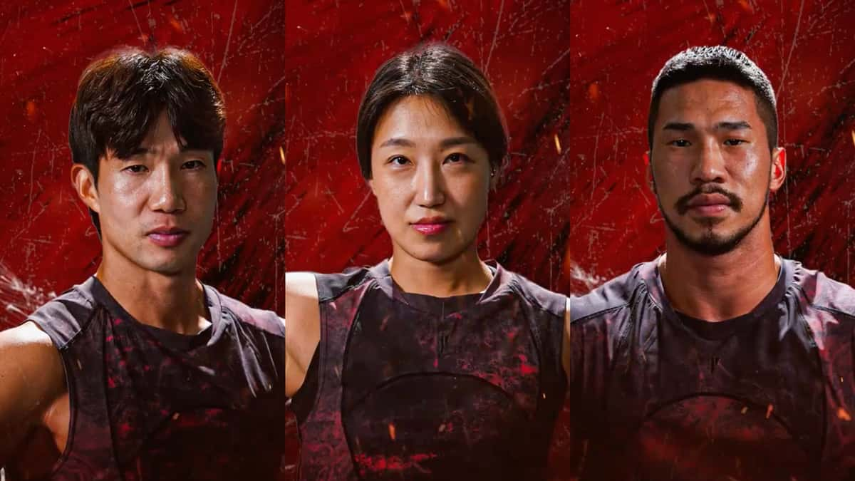 Cast Hong Beom-seok, Hwang Mun-kyeong, and Kim Min-su in Physical 100 Season 2.