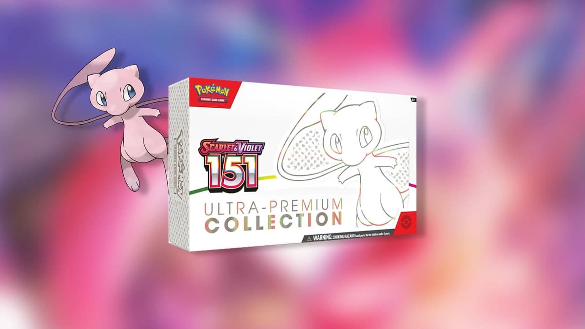 The Pokemon 151 Ultra Premium Collection is shown against a blurred background