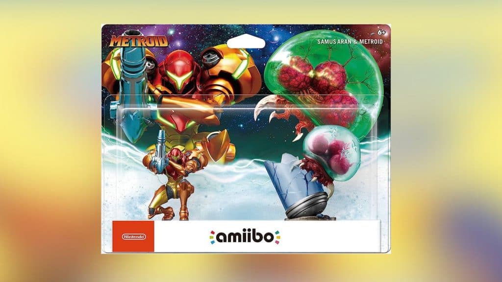 A custom image of the 2 pack Metroid amiibo set.