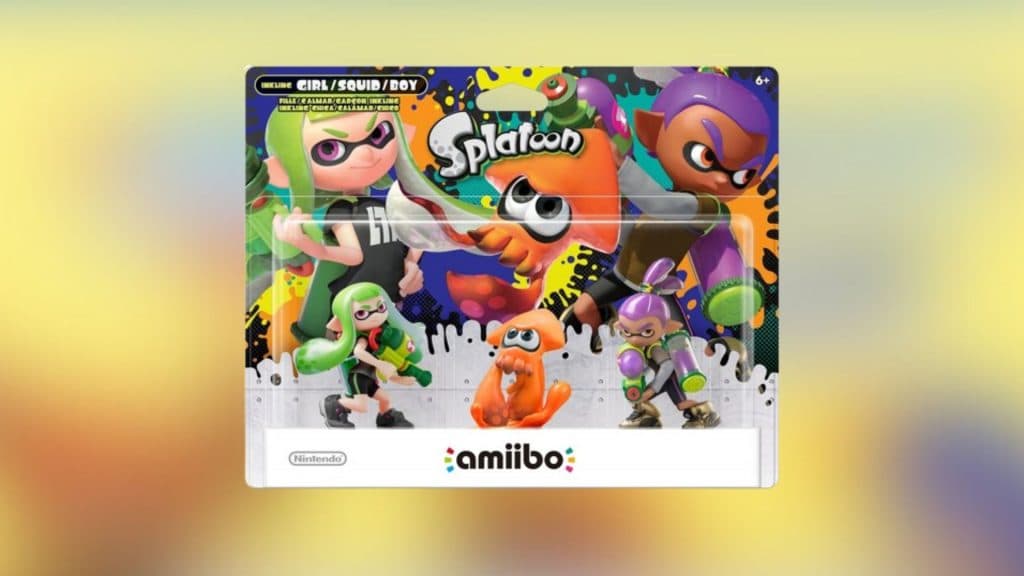 A custom image of Splatoon 3 pack amiibo.