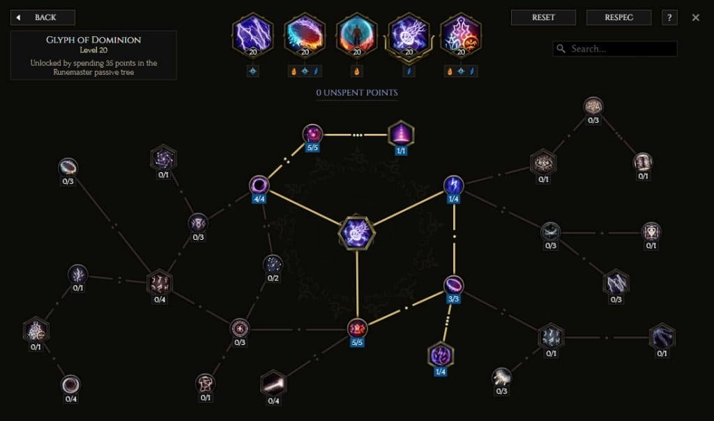 Glyph of Dominion Skill tree