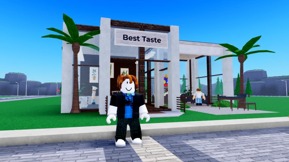 Player next to his restaurant in Restaurant Tycoon 2