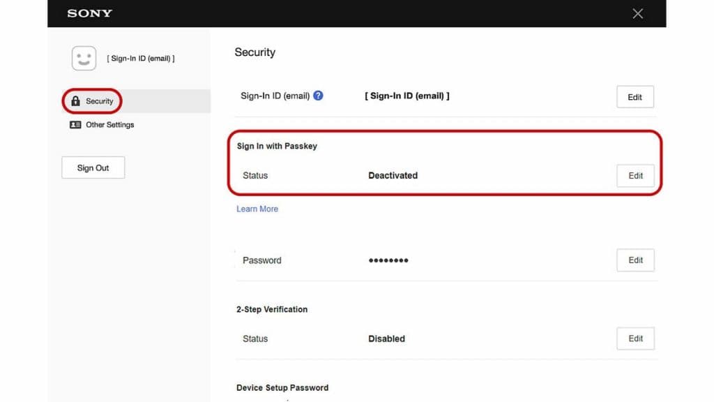 PSN Passkey Settings setup