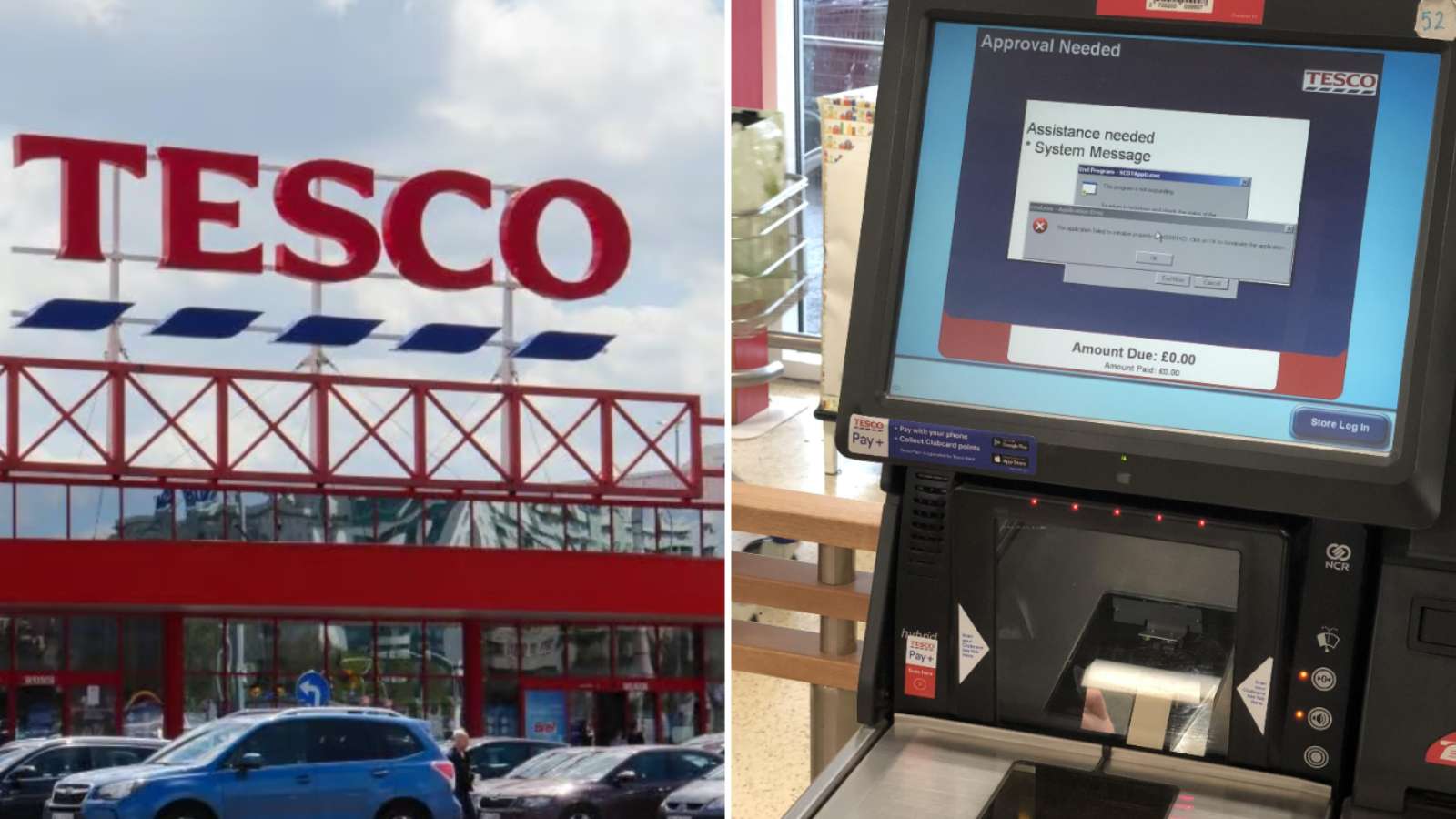 tesco store next to self-checkout error