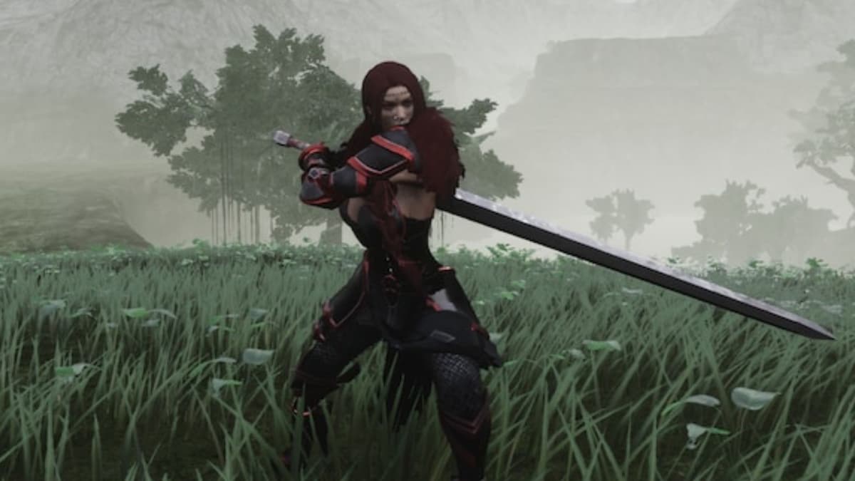 An image of one of a player wielding one of the swords in the Berserk Arsenal Conan Exiles mods.