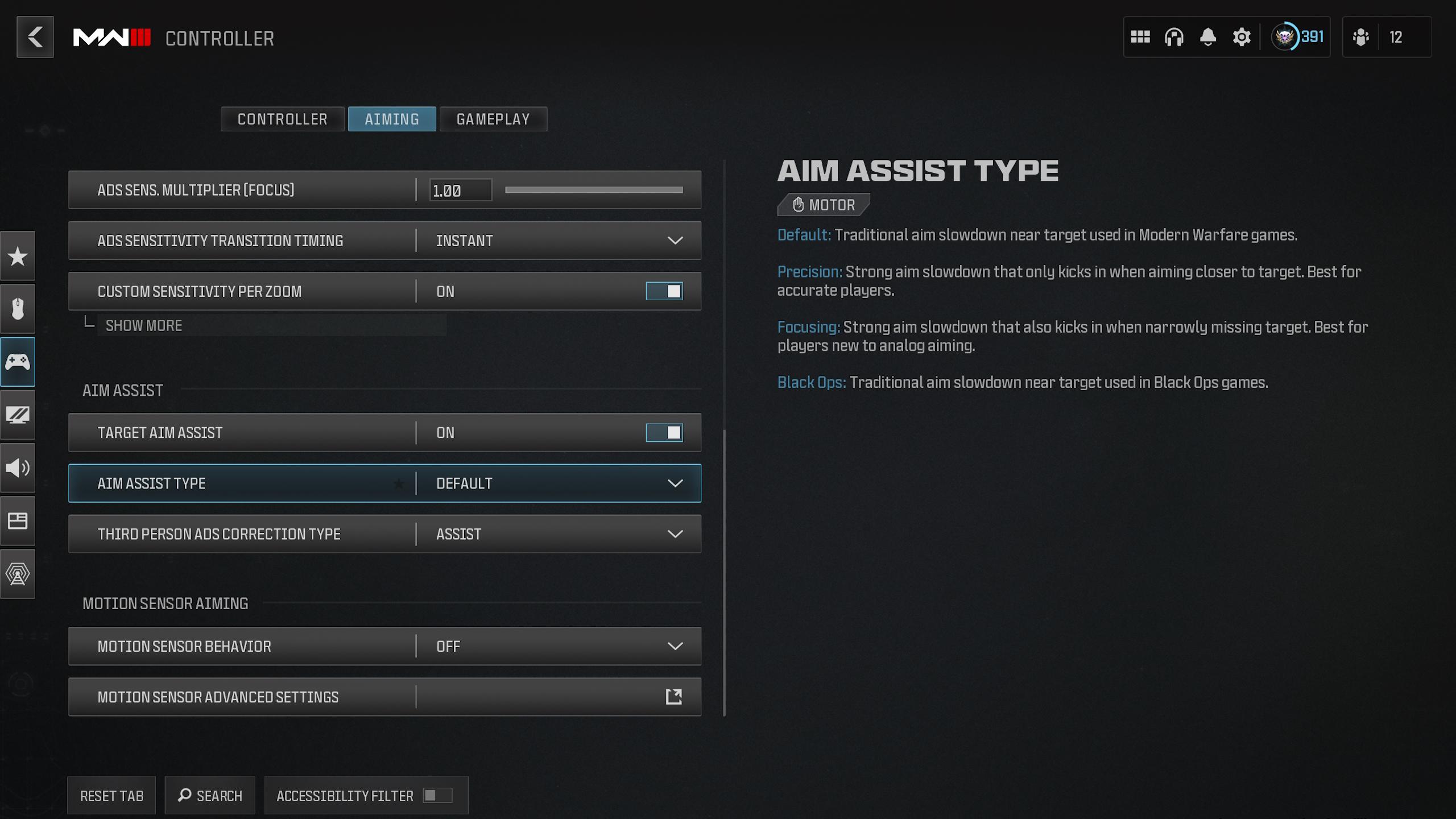 Best aim assist settings to use in MW3.