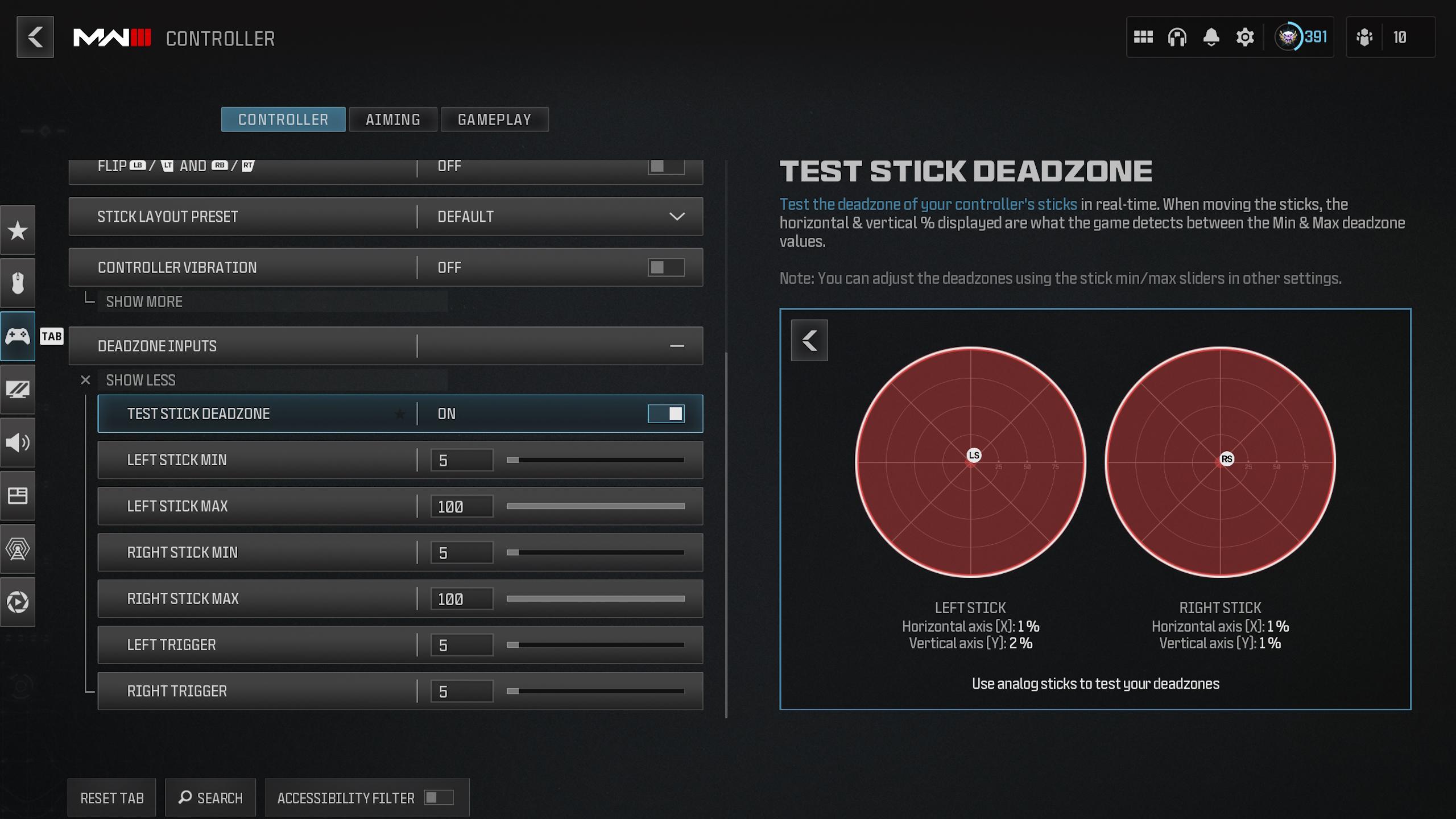 The best deadzone settings to use in Modern Warfare 3.
