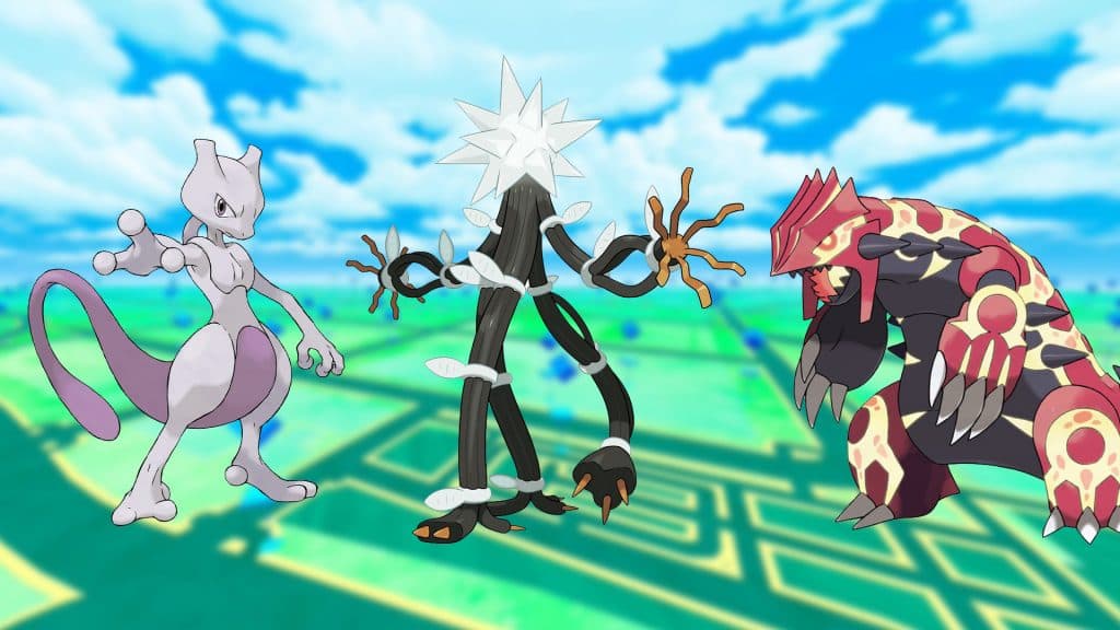 Mewtwo, Xurkitree, and Primal Groudon, one of the best teams to defeat Sierra in Pokemon GO