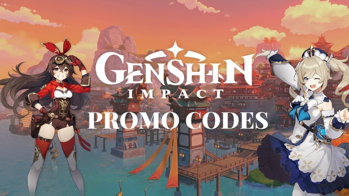 An image of Amber and Barbara with the words Genshin Impact promo codes