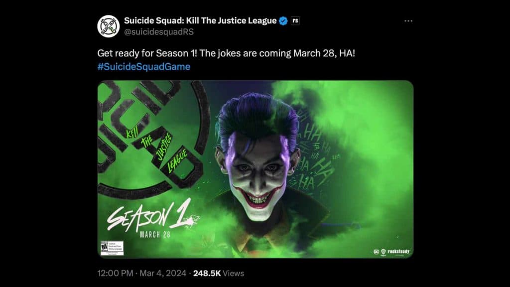 Suicide Squad Kill the Justice League: Season 1 Start Window