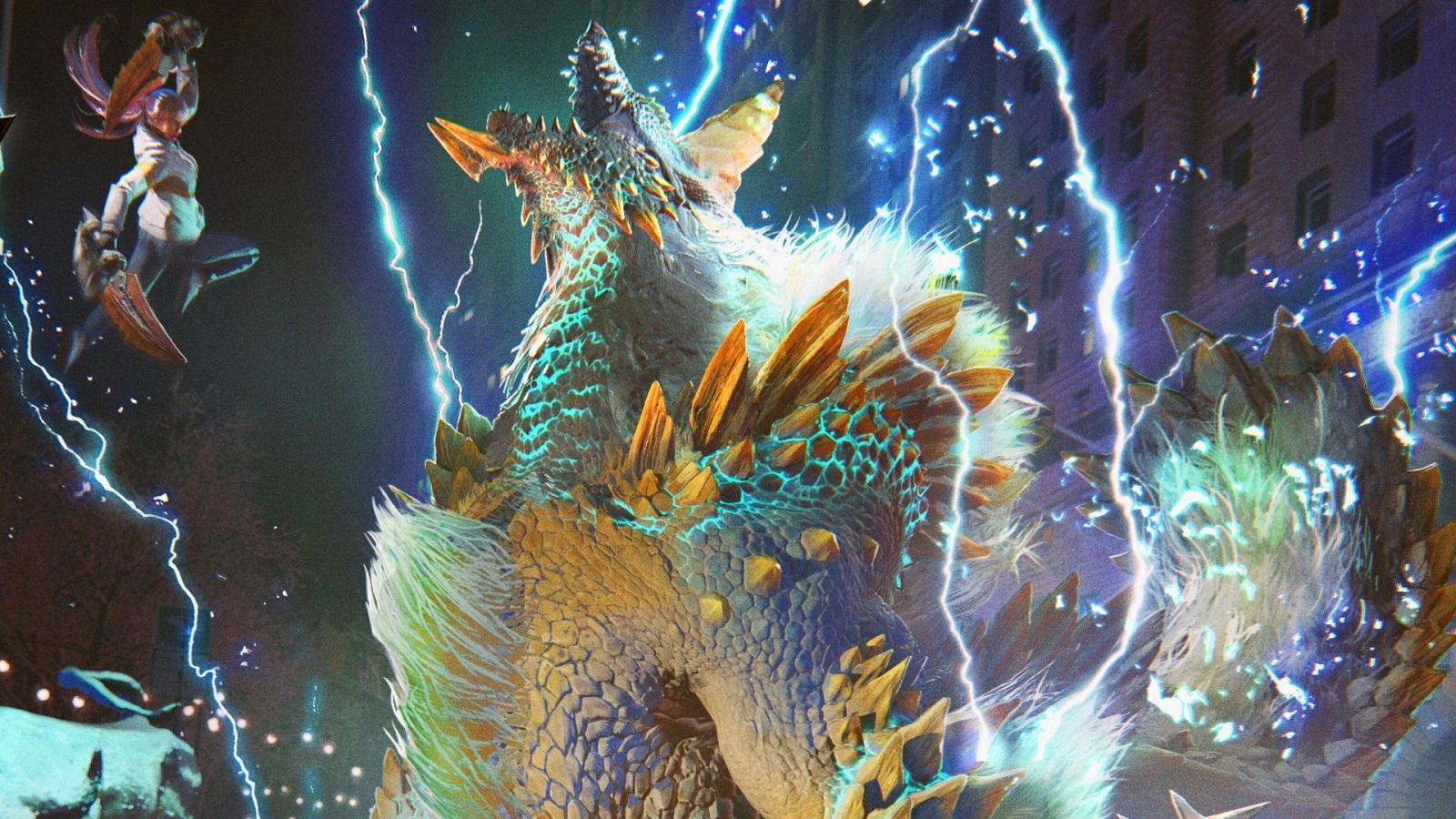 Zinogre using a thunder attack