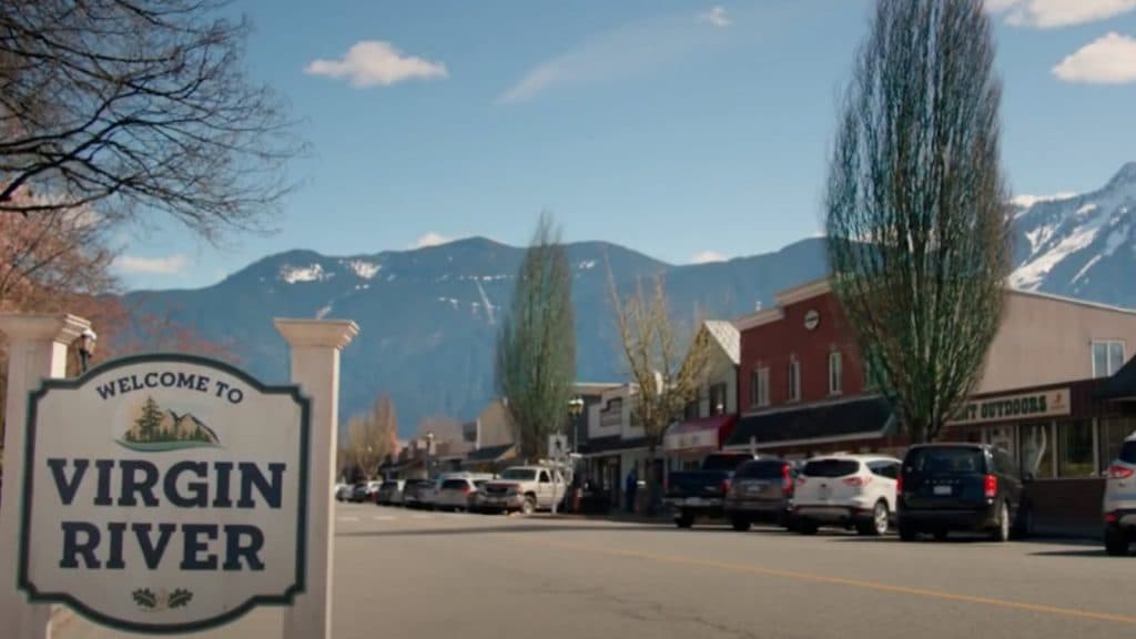 The Welcome to Virgin River sign in Agassiz