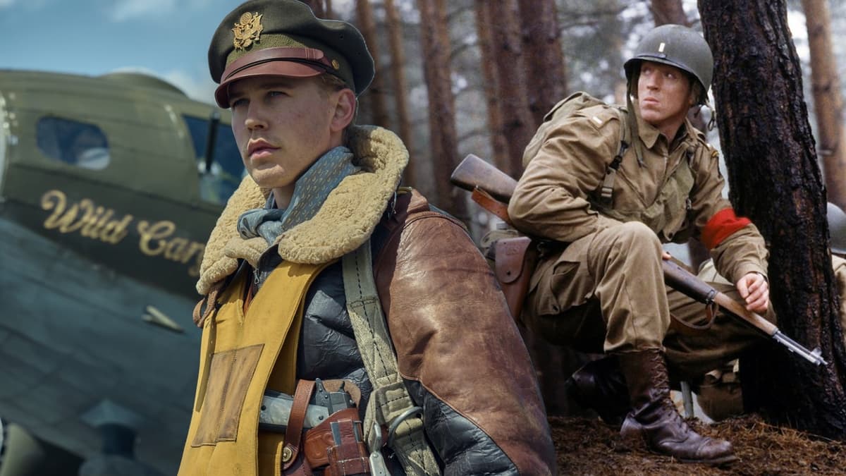 Austin Butler in Masters of the Air and Damian Lewis in Band of Brothers