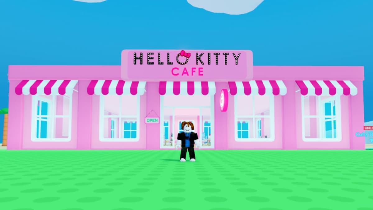 Player standing near their cafe in My Hello Kitty Cafe