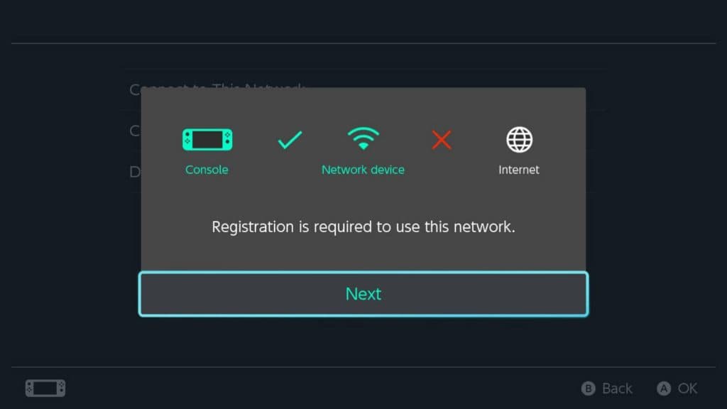 Screenshot of the Nintendo Switch internet settings.