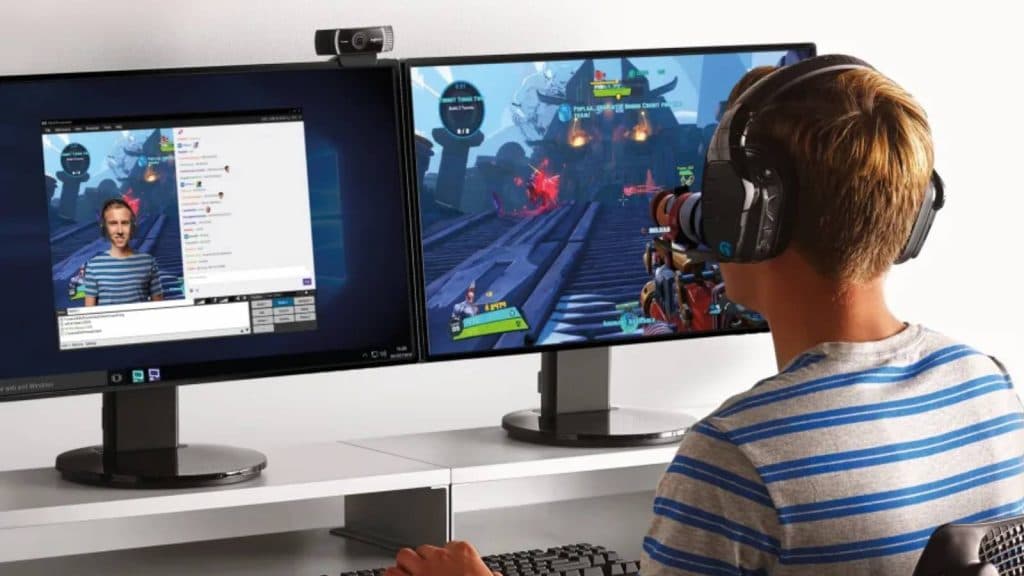 Promotional image of someone using the Logitech C922 Pro Stream Webcam.