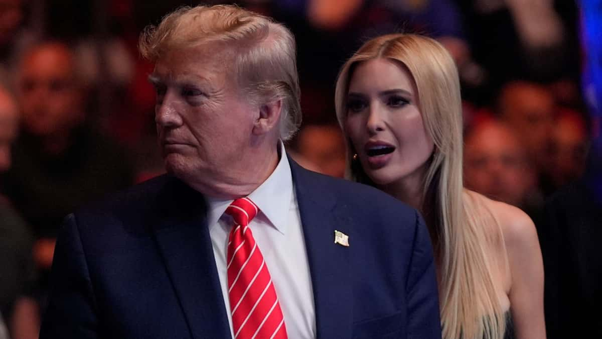 Donald Trump (left) and daughter Ivanka Trump (right) at UFC 299.