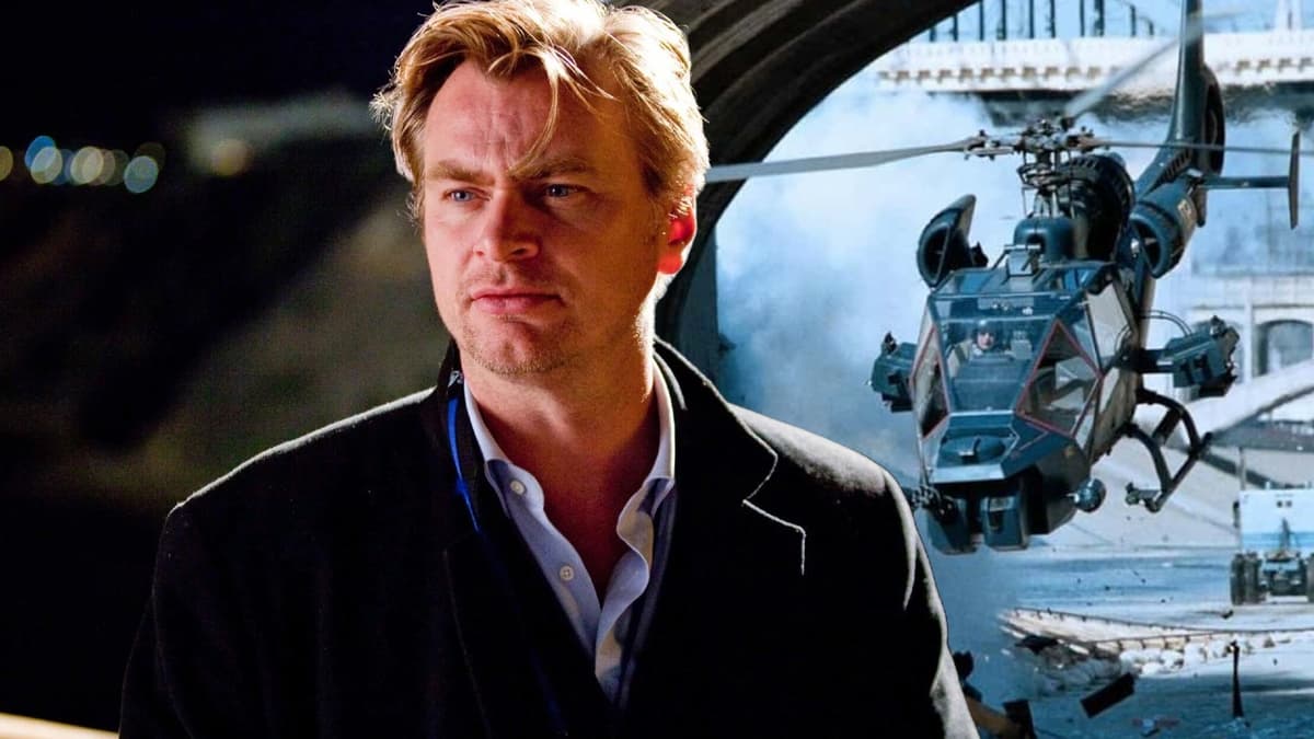 Christopher Nolan and a still from Blue Thunder