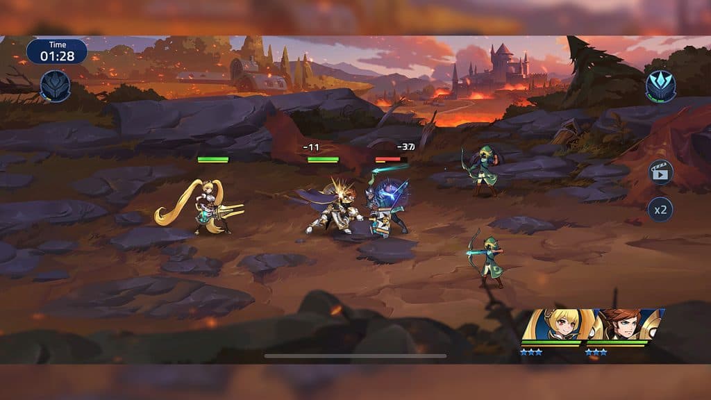 A battle taking place in Mobile Legends: Adventure