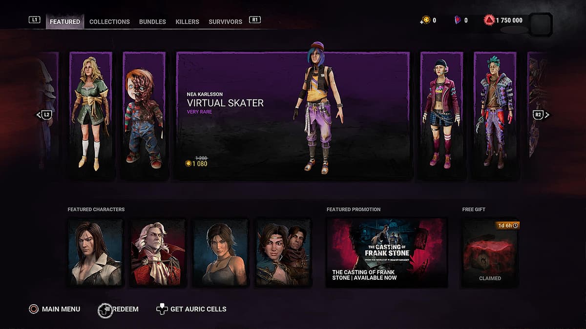 Screenshot showing the in-game store in Dead by Daylight