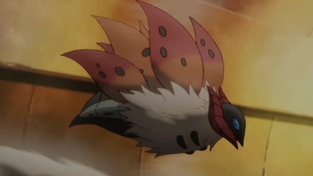 Alder's Volcarona flying in Pokemon Evolutions anime.