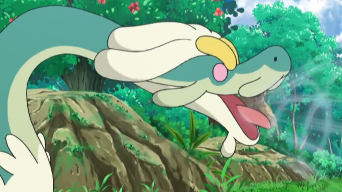 Drampa preparing to attack in Pokemon Sun anime.