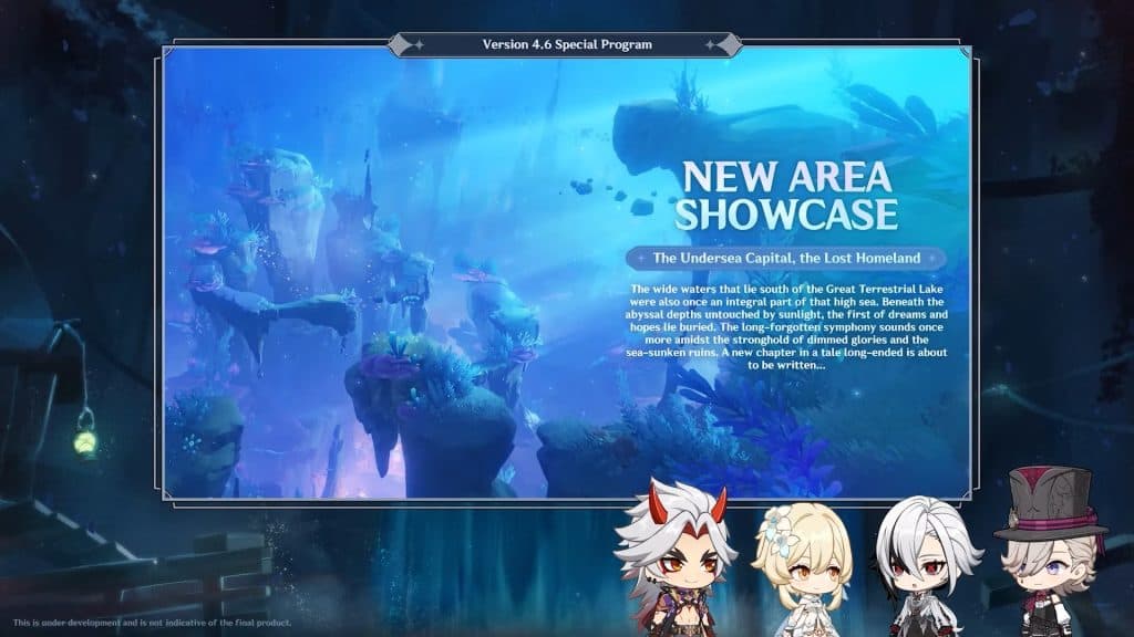 A screenshot from the Genshin Impact version 4.6 livestream