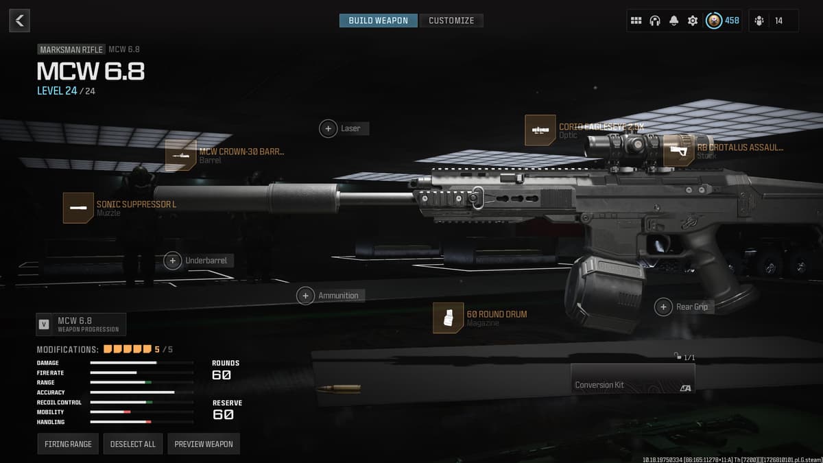 An image of the best MCW 6.8 loadout to use in Warzone.