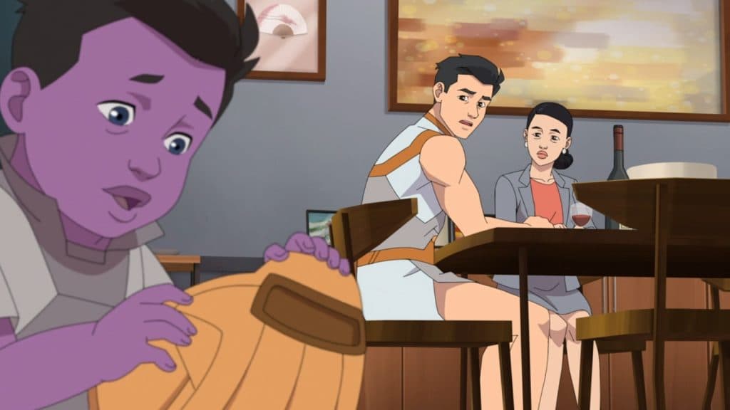 Mark, Debbie, and the baby in Invincible Season 2 Episode 5