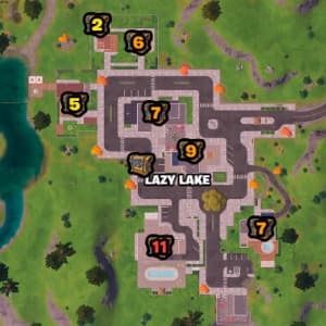 Fortnite Lazy Lake chest spawn locations.