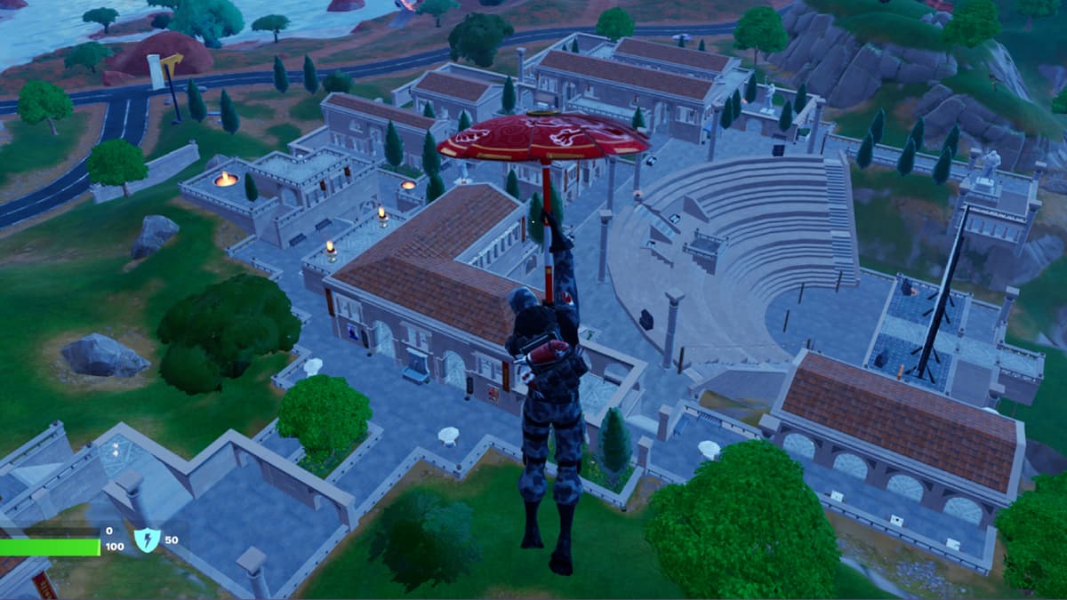 Fortnite player landing at Restored Reels.