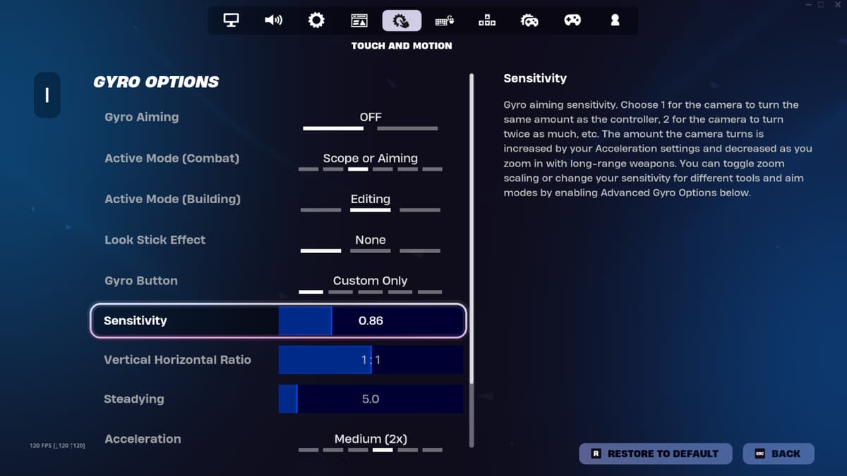 Fortnite Sensitivity settings.