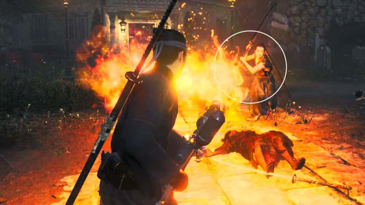 Ronin using a flamethrower