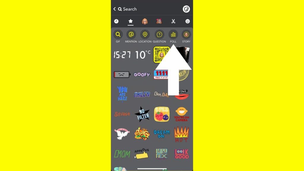 How to find the poll sticker on Snapchat