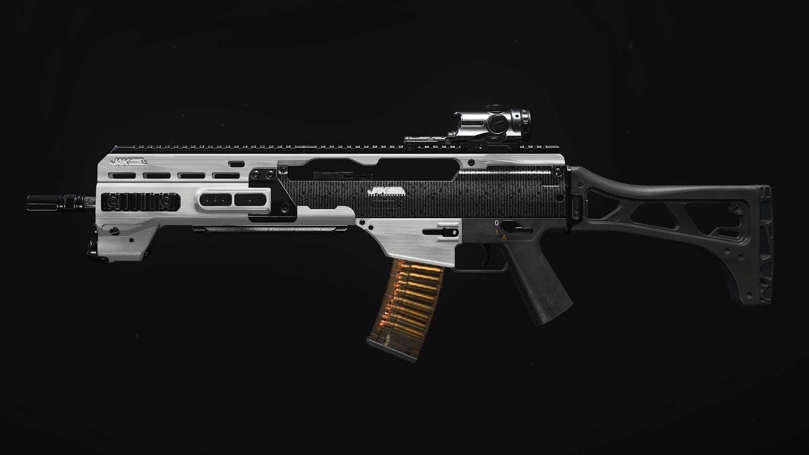 The JAK Signal Burst aftermarket part for the Holger 556 AR in MW3 and Warzone.