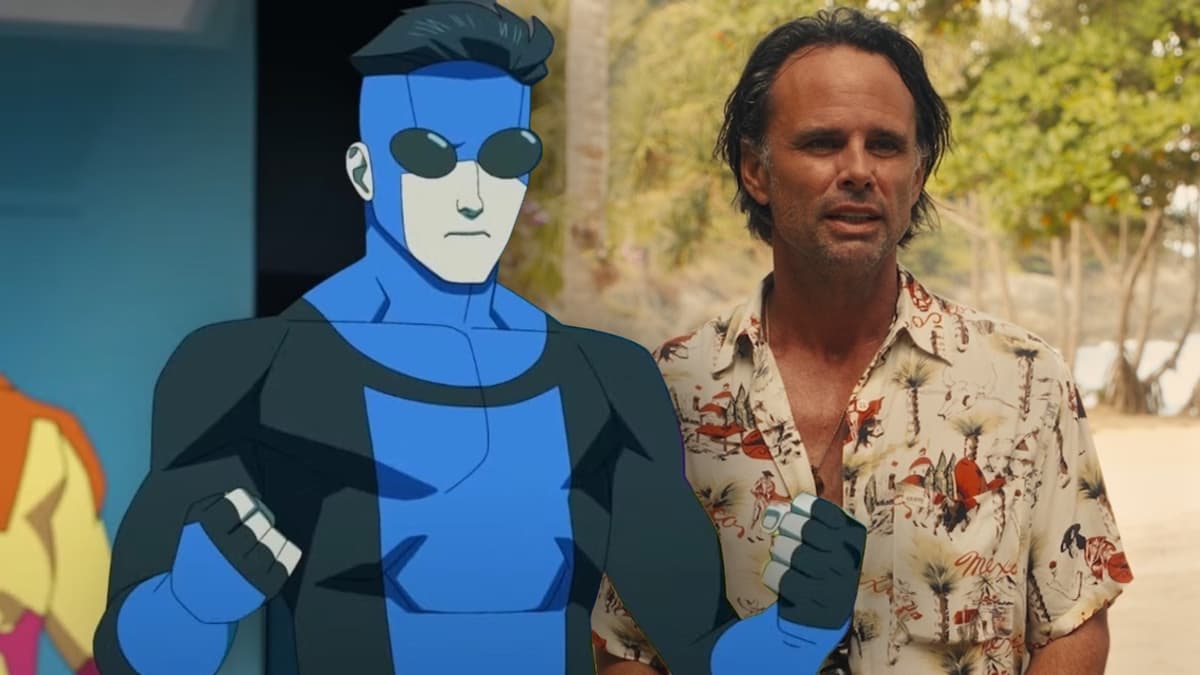 Mark in the blue suit in Invincible Season 3 and Walton Goggins in The White Lotus Season 3