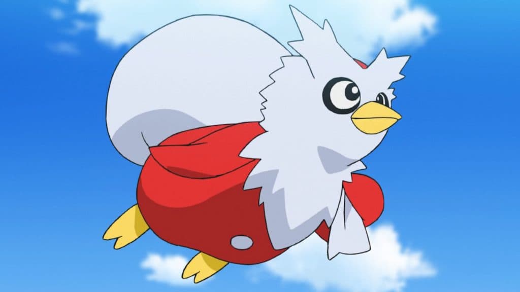 Team Rocket's Delibird flying in Pokemon anime.