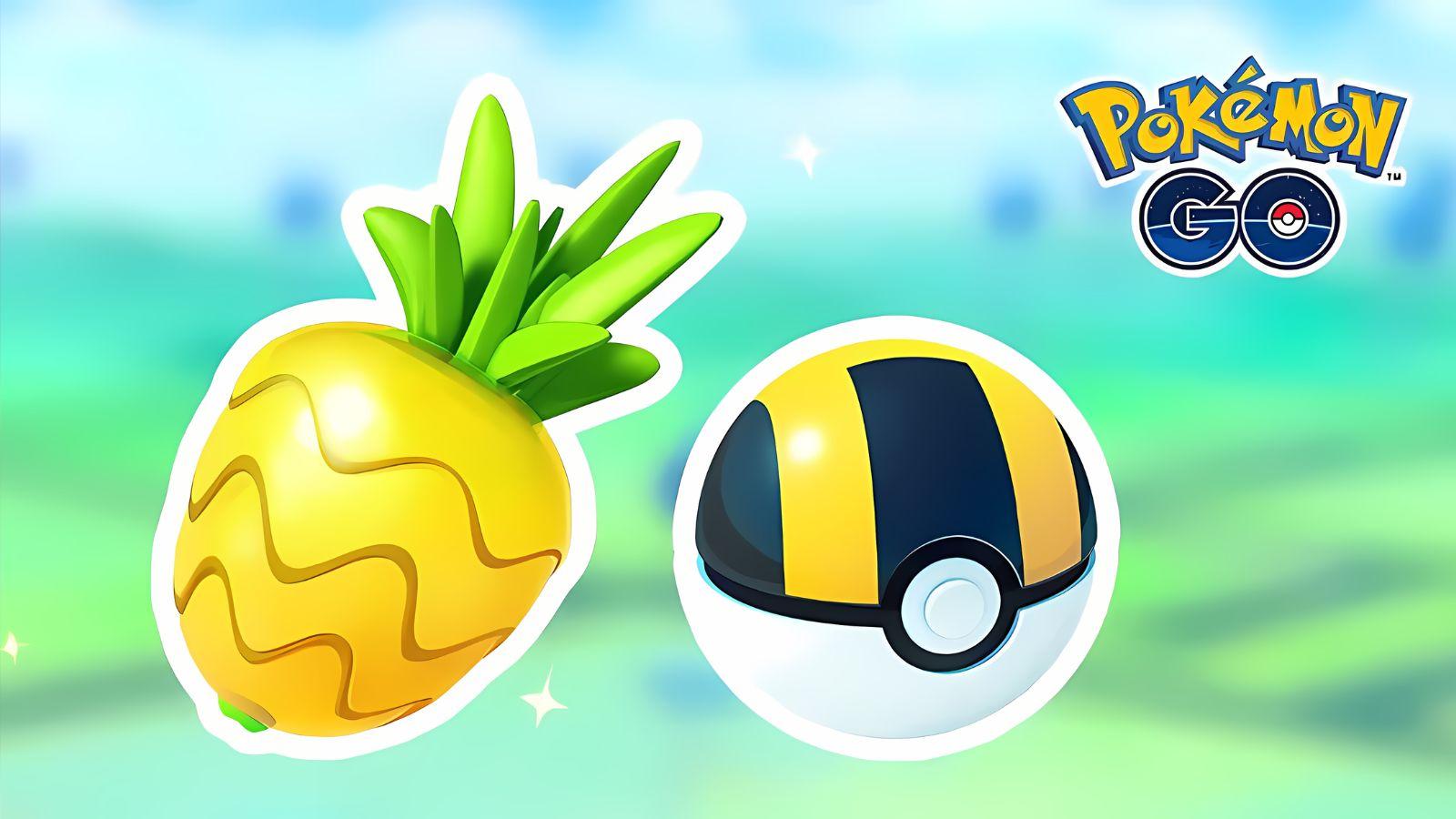 Pokeball and berries in Pokemon Go