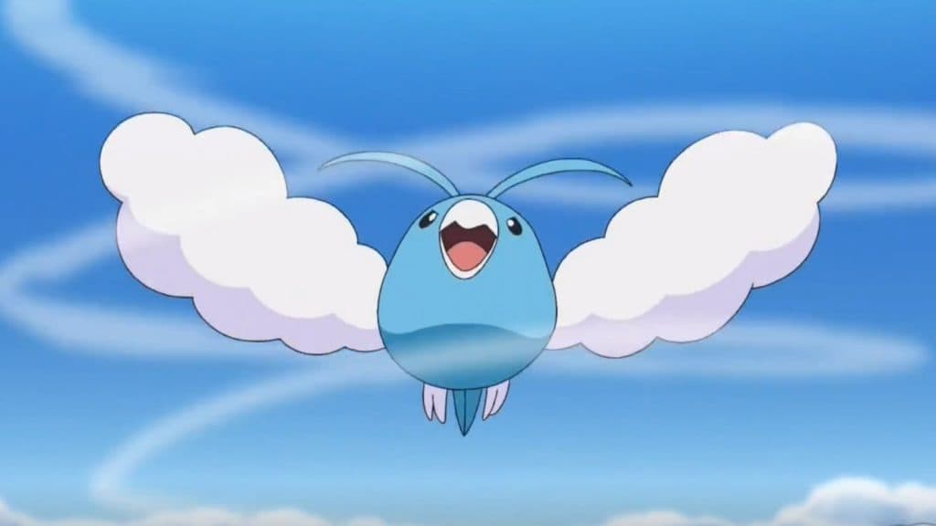 Swablu using Dragon's Breath in Pokemon Journeys anime.