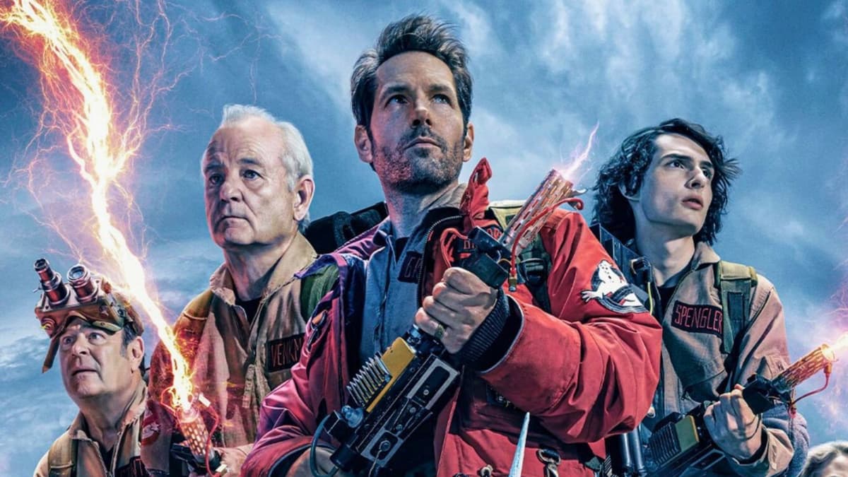 Paul Rudd, Bill Murray, and Finn Wolfhard in Ghostbusters Frozen Empire.