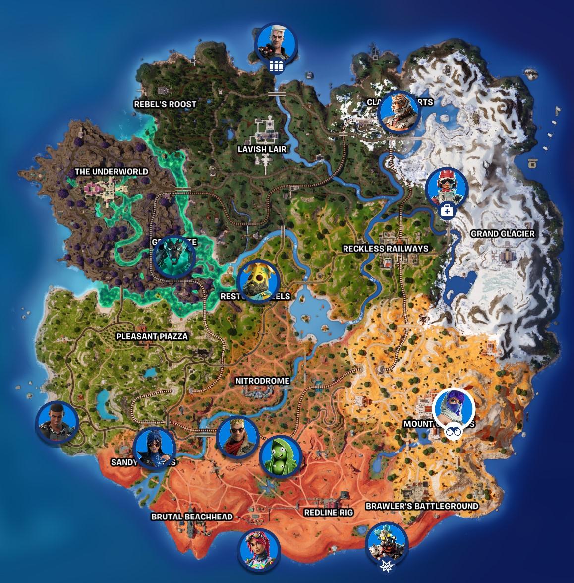 All 12 NPCs on the Fortnite Chapter 5 Season 3 map.