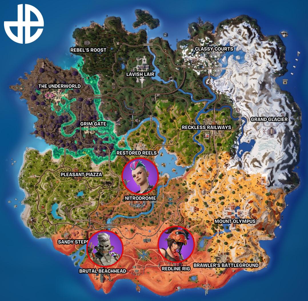 Fortnite NPC boss locations in Chapter 5 Season 2.