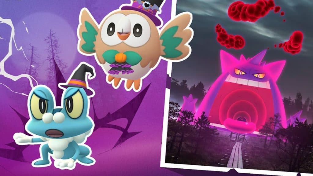 Pokemon Go Halloween Spotlight Hour Costumed Froakie and Rowlett