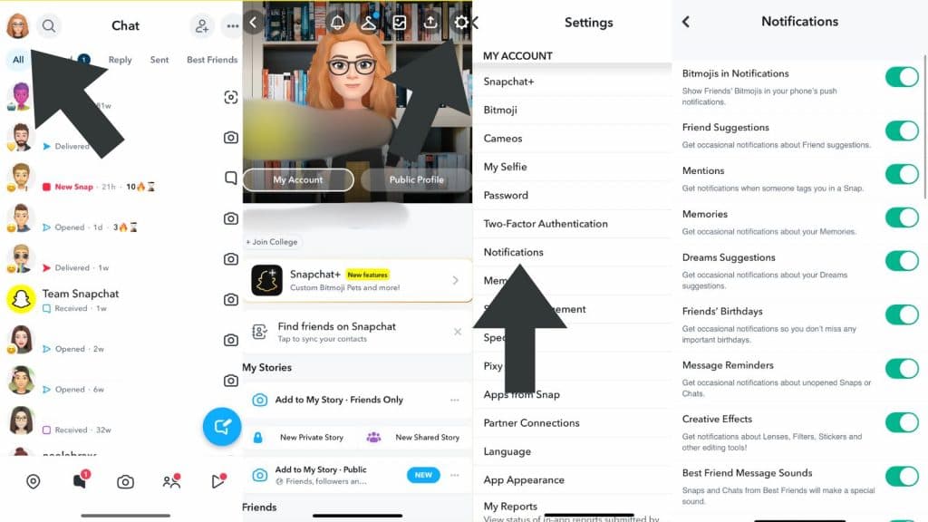 How to turn off all notifications on Snapchat